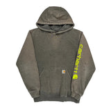 Carhartt Spellout Hoodie - Medium Grey Cotton Blend