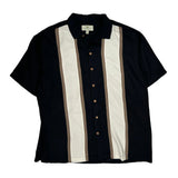 Island Shores Striped Hawaiian Shirt - XL Black Silk