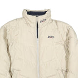 SCOTT Mens Beige Reversible Puffer Jacket L Polyester Blend Zip Plain Warm