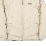SCOTT Mens Beige Reversible Puffer Jacket L Polyester Blend Zip Plain Warm