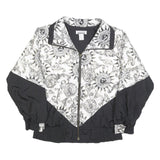 LAVON Womens Black & White Printed Zip Jacket M Polyester Lightweight Casual