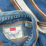 Levis Striped Denim Shirt - Large Blue Cotton