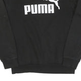 PUMA Womens Black Cotton Crew Neck Sweatshirt S Logo Print Casual Pullover