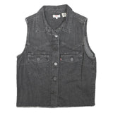 LEVI'S Womens Black Denim Sleeveless Button Jacket S Cotton Blend Classic