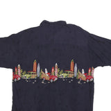 ISLAND COLLECTION Mens Navy Blue Rayon Hawaiian Shirt XL Vintage Surf Cars