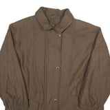 Womens Brown Quilted Plain Polyester Blend Jacket UK 18 Zip Closure Relaxed Fit