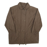 Womens Brown Quilted Plain Polyester Blend Jacket UK 18 Zip Closure Relaxed Fit