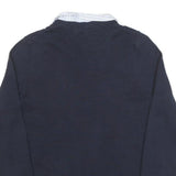 TOMMY HILFIGER Womens Navy Plain Jumper V-Neck Basic Knit M Cotton Blend