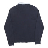 TOMMY HILFIGER Womens Navy Plain Jumper V-Neck Basic Knit M Cotton Blend