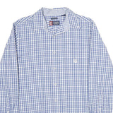 CHAPS Mens Blue Check Shirt M Classic Cotton Button Down Long Sleeve Casual