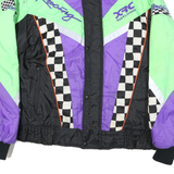 XRC Mens Black Green & Purple Racing Jacket XL Polyester Blend Woven Check Zip