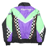 XRC Mens Black Green & Purple Racing Jacket XL Polyester Blend Woven Check Zip