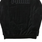 PUMA Womens Black Velvet Crew Neck UK 12 Sweatshirt Pullover Logo Embroidered