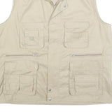 KAMU Mens Beige Cotton Blend Utility Jacket L Zip Vest Pocketed