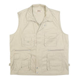 KAMU Mens Beige Cotton Blend Utility Jacket L Zip Vest Pocketed