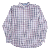 CHAPS Mens Purple & White Checked Shirt L Button Down Collar Long Sleeve Casual