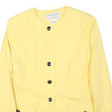 JAEGER Womens Yellow Linen Blend Button Jacket UK 16 Classic Tailored