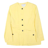 JAEGER Womens Yellow Linen Blend Button Jacket UK 16 Classic Tailored