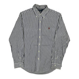 Ralph Lauren Striped Shirt - Medium Navy Cotton