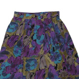Womens Purple & Blue Floral Swing Skirt Short Polyester Blend M Printed Casual