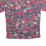 CHAPS RALPH LAUREN Mens Red Floral Cotton Shirt M Summer Casual Button Short