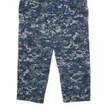 Mens Blue Digital Camouflage Trousers Regular Fit W32 L32 Cargo Cotton Blend
