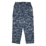 Mens Blue Digital Camouflage Trousers Regular Fit W32 L32 Cargo Cotton Blend