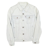 LEVI'S Mens White Cotton Blend Denim Jacket S Button Closure Classic Fit