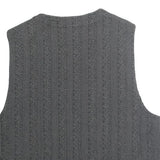 CANDA Womens Black Striped Cotton Button Vest L Classic Sleeveless Top