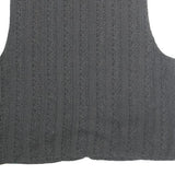 CANDA Womens Black Striped Cotton Button Vest L Classic Sleeveless Top