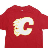 NHL Mens Red Calgary Flames Graphic T-Shirt M Short Sleeve Crew Neck Cotton