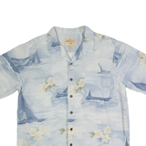 HAVANNAH JACKS CAFE Mens Blue Sailing Boat White Floral Cotton Shirt XL Summer