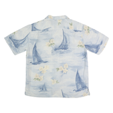 HAVANNAH JACKS CAFE Mens Blue Sailing Boat White Floral Cotton Shirt XL Summer