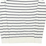 TOMMY HILFIGER Womens White & Navy Striped Jumper V-Neck Basic Knit XS Classic