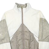 Womens White & Beige Plain Zip Jacket M Polyester Blend Casual Lightweight
