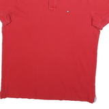 TOMMY HILFIGER Mens Red Short Sleeve Polo Shirt M Cotton Blend Casual Basic