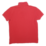 TOMMY HILFIGER Mens Red Short Sleeve Polo Shirt M Cotton Blend Casual Basic
