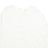 BENETTON Womens White Plain Button Up Crew Neck Basic Knit Jumper XS Lightweight