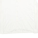 BENETTON Womens White Plain Button Up Crew Neck Basic Knit Jumper XS Lightweight