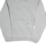 CARHARTT Mens Grey Hoodie M Logo Print Pullover Cotton Workwear Casual