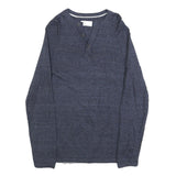 C&A Mens Blue Plain Cotton Pullover Crew Neck Jumper S Comfortable Casual