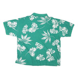 GREAT LAKES Womens Green & White Floral Short Sleeve Polo Shirt XL Cotton Blend