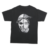 Mens Black Graphic T-Shirt S Short Sleeve Crew Neck Cotton Blend Skull Print