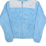 THE NORTH FACE Womens Blue & White Jacket XS Polyester Blend Fleece Zip Hooded
