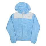 THE NORTH FACE Womens Blue & White Jacket XS Polyester Blend Fleece Zip Hooded