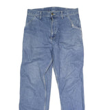 CARHARTT Mens Blue Regular Fit Straight Cotton Blend Button W33 L32 Durable Work
