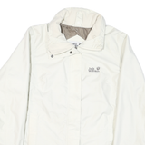 JACK WOLFSKIN Mens White Polyester Blend Jacket L Outdoor Zip Plain Casual