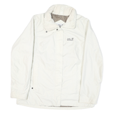 JACK WOLFSKIN Mens White Polyester Blend Jacket L Outdoor Zip Plain Casual