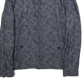 TED BAKER Mens Blue Floral Print Linen Blend Jacket L Zip Casual Lightweight