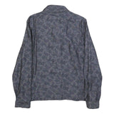 TED BAKER Mens Blue Floral Print Linen Blend Jacket L Zip Casual Lightweight